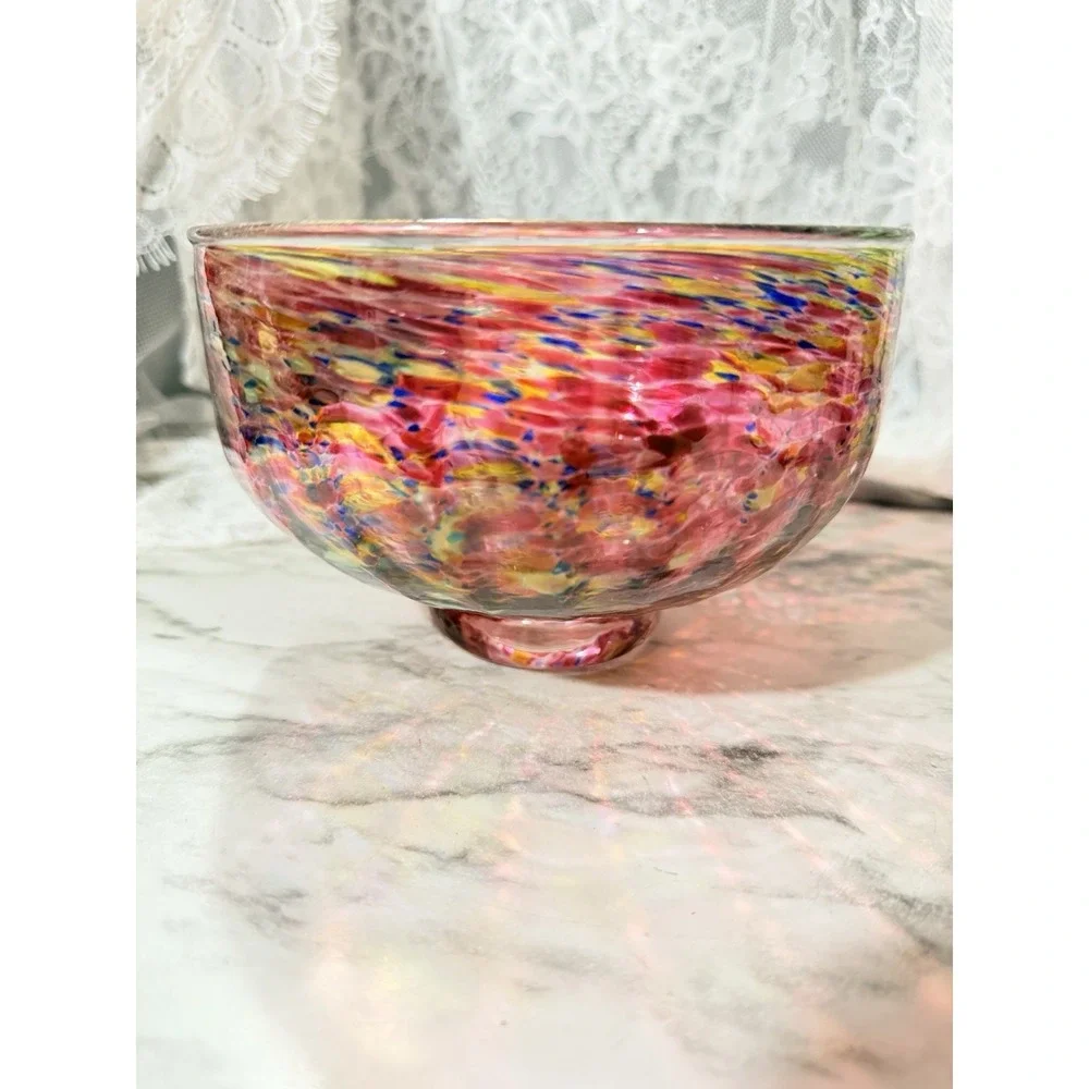 Beautiful Hand Blown Glass Bowl With Signature Dated 2003 6